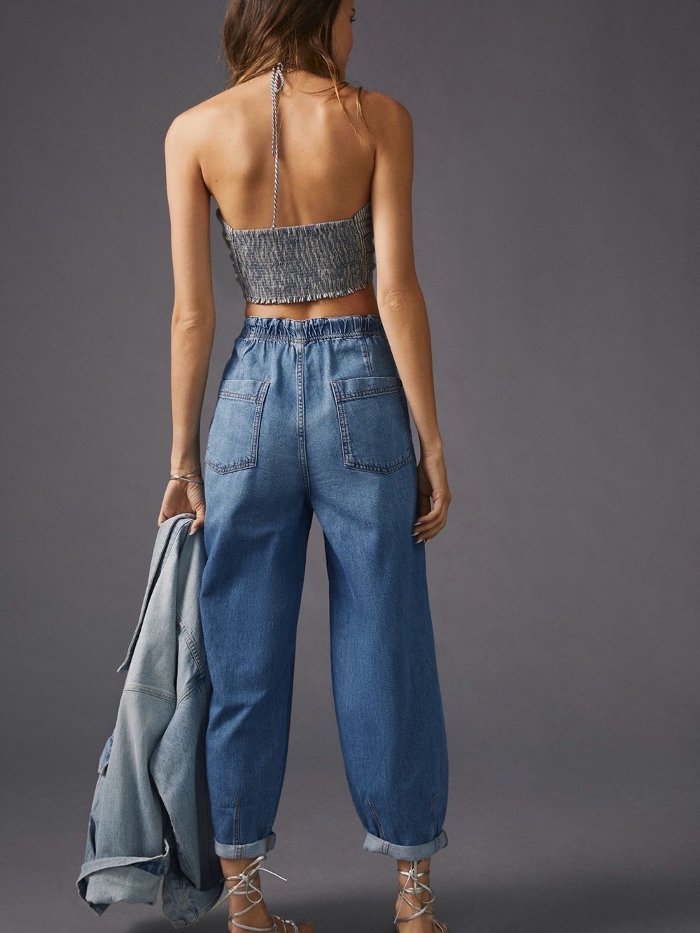 Pilcro Anthropologie Light Blue Cuffed Balloon Denim Boyfriend Jeans - EUC Sz 33 - Picture 6 of 8
